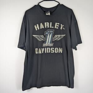 Harley-Davidson XL T-Shirt Mens Black Cycle World Athens GA Front Back Biker